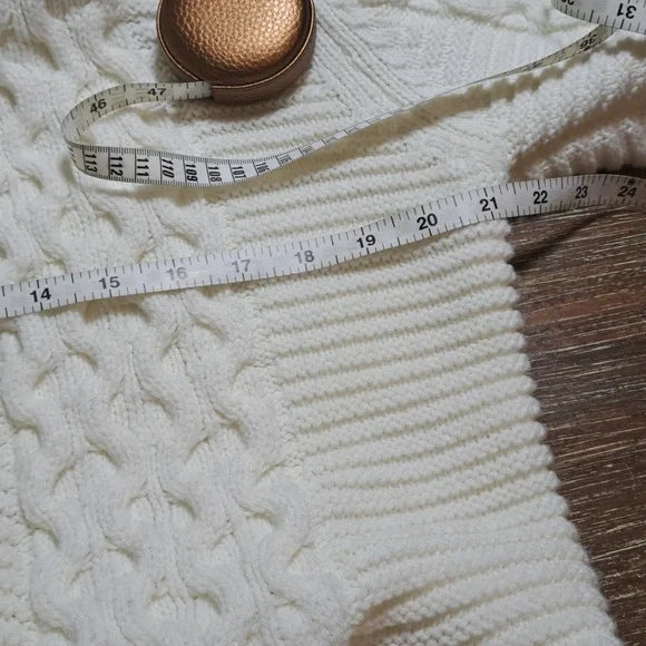 Makobi Men’s Streetwear Sweater Cable Knit Zip Cardigan Cream Hooded Pockets XL - Picture 12 of 15